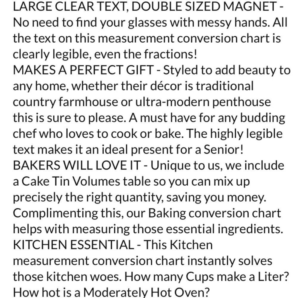 Kitchen Conversion Chart Magnet - Picture 7 of 9